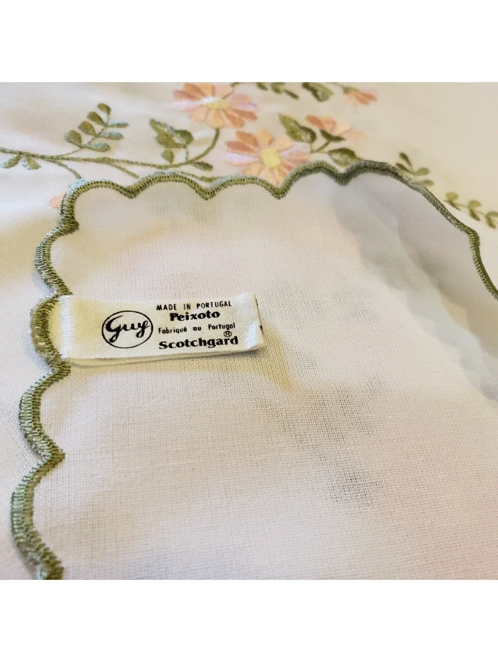 Embroidered Placemats Qty 5 Guy Peixoto Portugal Pink Daisies Scalloped Edge